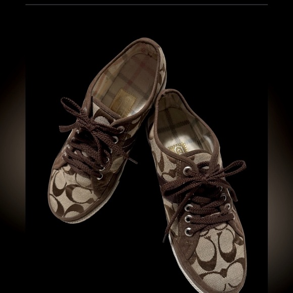 Coach Tan and Brown Monogram Sneakers Y2K - Picture 1 of 6